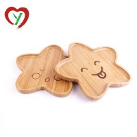 Cartoon Bamboo Dinner Children Plates Spoons Sets With Strong Silicone Suction