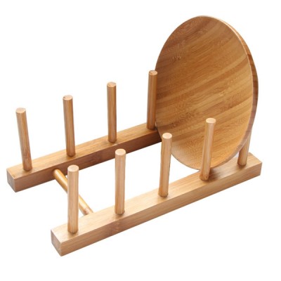 Collapsible and Folding Expandable Wooden Bamboo Dish Drying Rack Drainer in Kitchen