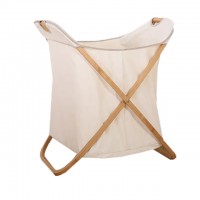 Cotton Liner Storage Wooden Bamboo Fabric Folding Laundry Hamper Basket