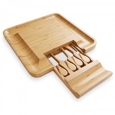 13.8*13.6*1.5in web celebrity hot style with four cutters pull-out high quality cheese board