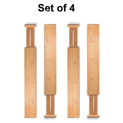 Set of 4 Bamboo Drawer Dividers Kitchen Organizer