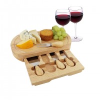 Must for family gatherings | Eco-friendly Oval bamboo cheese board set drawer