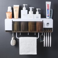 Multifunctional luxury bathroom wall-mounted pp toothbrush  holder wall hanging wash rack bathroom shelf mouth cup set