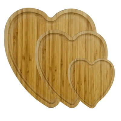 Tastefully Yours Heart-Shaped Bamboo Plate 3 Pack