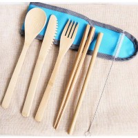 Wholesale custom bamboo tableware bamboo cutlery travel set