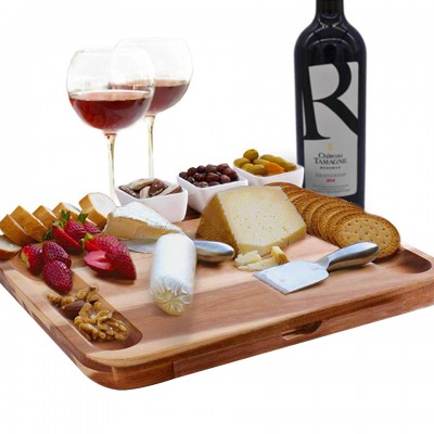 Customizable size | Square pull cheese plate | High quality natural acacia wood cheese board