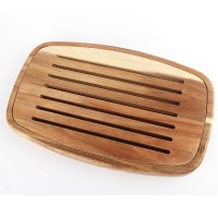 Wholesale custom wooden bread tray cutting bread board with chef bread cutter slicer knife