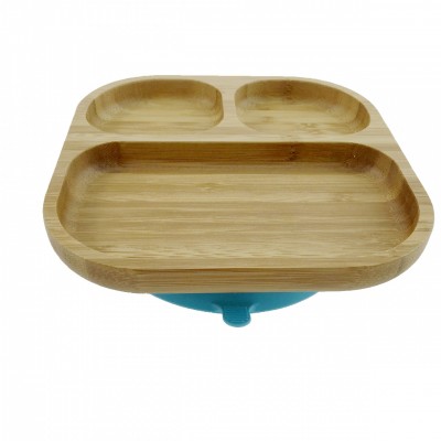 eco bamboo baby plate with suction ring