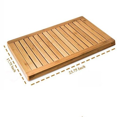 Premium Bamboo Bath Mat - Outdoor Wood Shower Floor Mat Non Slip - Extra Large 23.9 x 17.5 x 1 inches