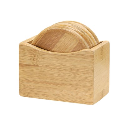 Bamboo Drink Coaster Set For Home Tableware with Bamboo Holder