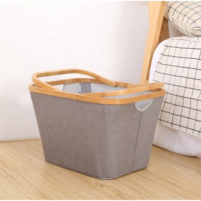 Durable Frame Bamboo Laundry Basket Cloth Storage Rack