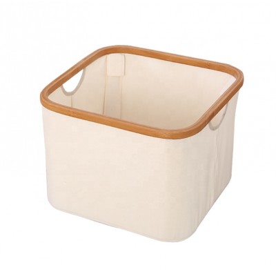 folding Organizer wooden laundry hamper bamboo cloth Storage basket