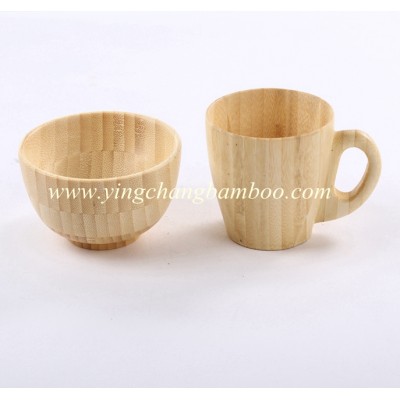 Exquisite Chinese bamboo rice bowl and water cup