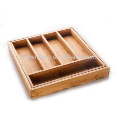 Bamboo expandable cutlery tray