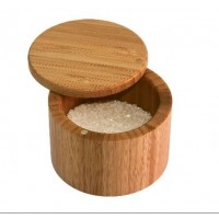 Round Bamboo Salt Box Eco-Friendly, 100% Organic bamboo