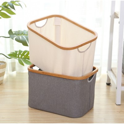 Laundry Hamper Bamboo Frame Durable Cloth Bag Sorter Storage Basket Bin