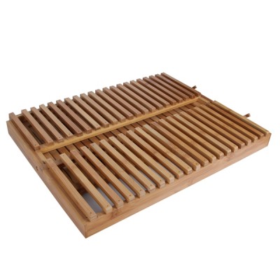 Bamboo Wooden Plate Dish Rack Foldable Dish Drying Rack Collapsible Dish Drainer Wooden Plate Rack