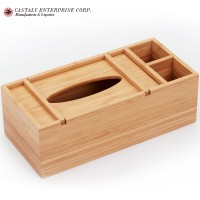 Durable Bamboo Houseware Napkin Holder Quality Bamboo Tissue Cover with Controller Box