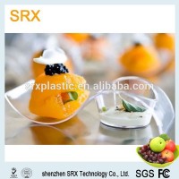 custom 12 Plastic Small Curved Dishes,high quality party dessert cocktail plastic dishes,clear holder pack dishes