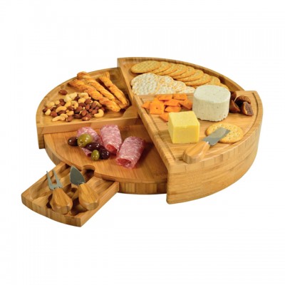 Customizable size | three-layer rotating storage design | with three knives picnic special luxury cheese board