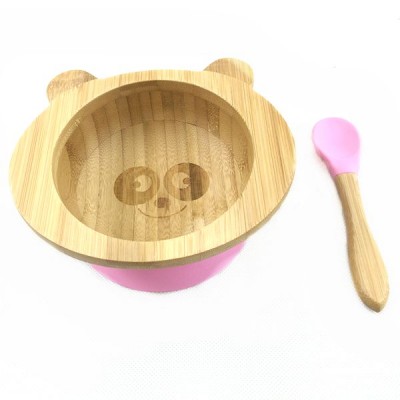 Wholesale custom logo bamboo bpa free silicone baby suction bowl