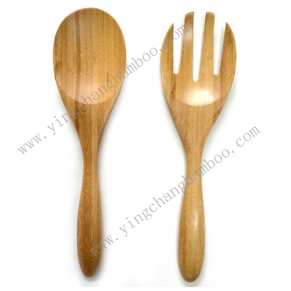 Promotional cheap salad serving bamboo spoon set